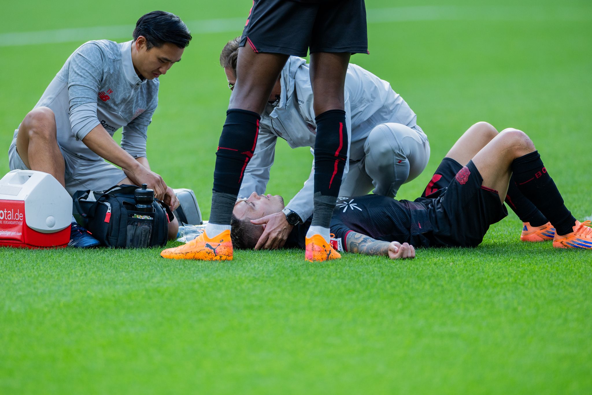 Leverkusens Grimaldo gibt nach Kopfverletzung Entwarnung